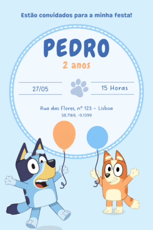 Convite Digital – Bluey