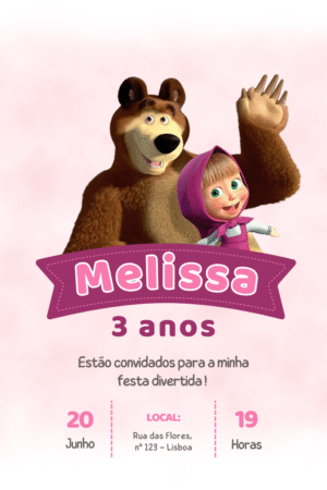 Convite Digital – Masha e Urso