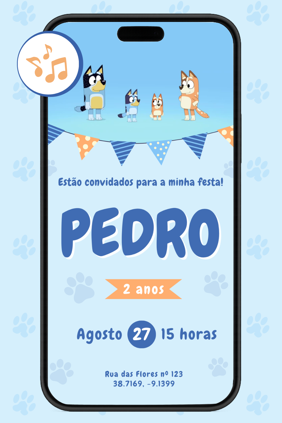 Convite Animado Bluey