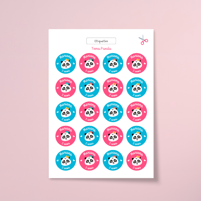 Etiquetas Panda Menina