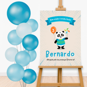 Cartaz aniversário Panda Azul