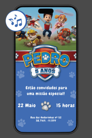 convite animado Patrulha Pata